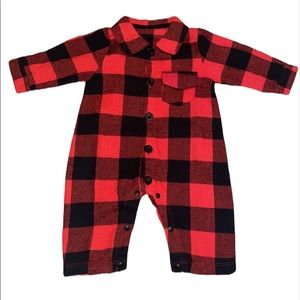 🔵3/$12 Cute Red Buffalo Plaid romper jumpsuit Christmas outfit